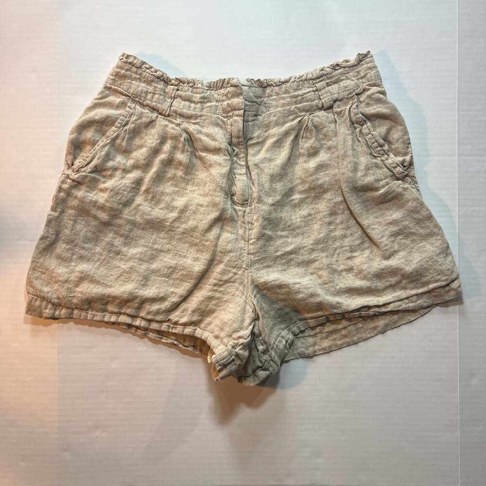 Vineyard Vines Women's Paperbag Waist Linen Shorts Size 12 Tan
